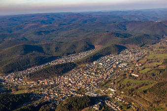 Aerial view of Dahn in the state Rhineland-Palatinate, Germany