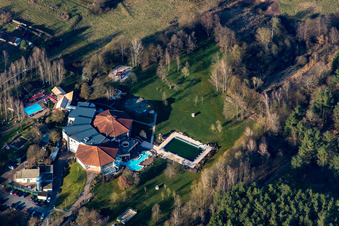 Aerial view of Rock pool in Dahn in the state Rhineland-Palatinate, Germany