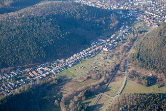 Aerial photograpy of Hinterweidenthal in the state Rhineland-Palatinate, Germany