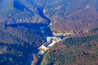 Oblique view of Wasgausstraße industrial area with Buchmann GmbH and CHRIPA Paletten GmbH & Co. KG in the district Sarnstall in Annweiler am Trifels in the state Rhineland-Palatinate, Germany
