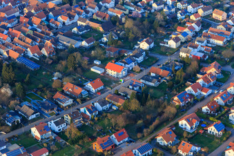 Aerial view of Jakob-Becker-Straße in the district Mörzheim in Landau in der Pfalz in the state Rhineland-Palatinate, Germany