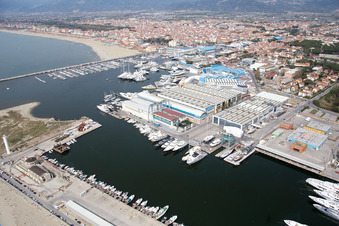 Aerial view of Viareggio in the state Lucca, Italy