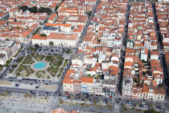 Drone recording of Viareggio in the state Lucca, Italy