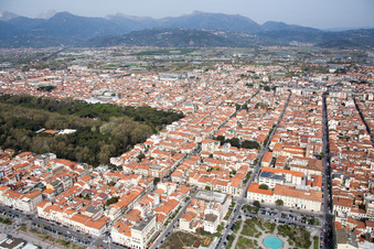Viareggio in the state Lucca, Italy seen from a drone