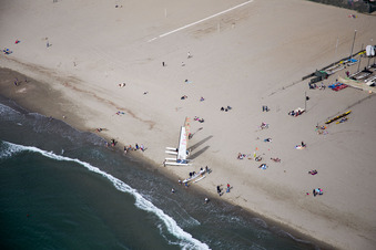 Oblique view of Lido di Camaiore in the state Tuscany, Italy