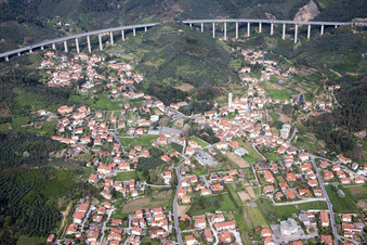Massarosa in the state Lucca, Italy viewn from the air