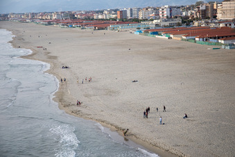 Drone image of Viareggio in the state Lucca, Italy