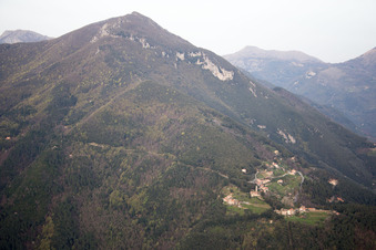 Oblique view of Valdicastello in the state Tuscany, Italy