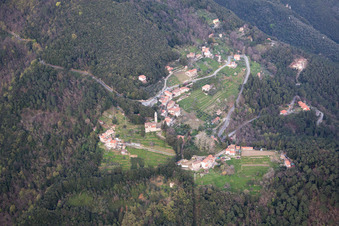 Valdicastello in the state Tuscany, Italy seen from above