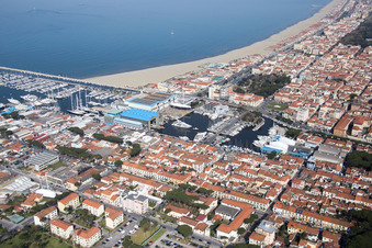 Viareggio in the state Lucca, Italy from the drone perspective