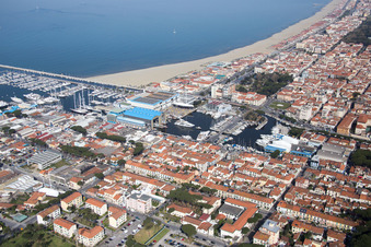 Viareggio in the state Lucca, Italy from a drone
