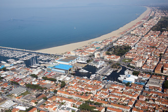Viareggio in the state Lucca, Italy seen from a drone