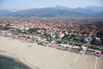 Townscape on the seacoast of Ligurian sea in Forte dei Marmi in Toskana, Italy