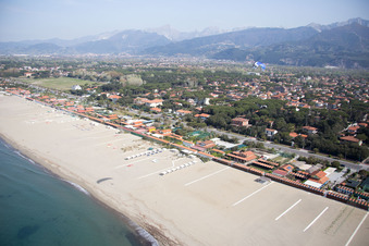 Forte dei Marmi in the state Lucca, Italy seen from above