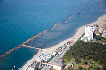 Aerial photograpy of Marina di Massa in the state Tuscany, Italy