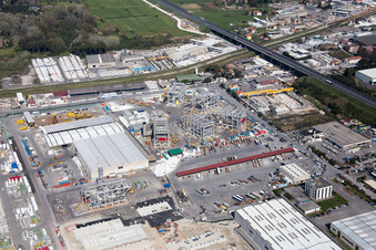 Aerial photograpy of Avenza in the state Tuscany, Italy