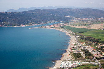 Aerial view of Marina di Carrara in the state Massa-Carrara, Italy