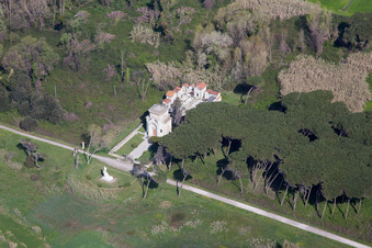Oblique view of Marinella di Sarzana in the state Liguria, Italy