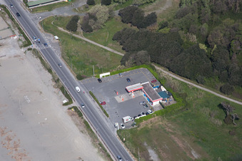 Marinella di Sarzana in the state Liguria, Italy from above