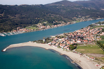 Bird's eye view of Marinella di Sarzana in the state Liguria, Italy