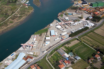 Aerial view of Ameglia in the state Liguria, Italy