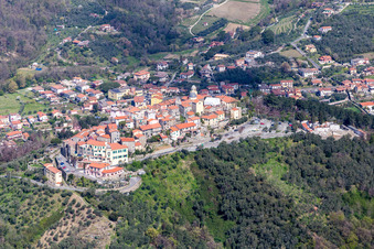 Aerial view of Village view in the district Nicola in Ortonovo in the state La Spezia, Italy