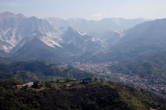 Aerial view of Carrara in the state Massa-Carrara, Italy