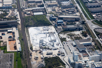 Avenza in the state Tuscany, Italy from above