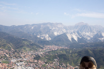 Aerial view of Carrara in the state Massa-Carrara, Italy