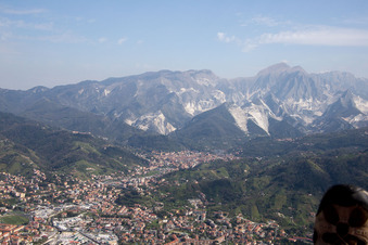 Aerial photograpy of Carrara in the state Massa-Carrara, Italy