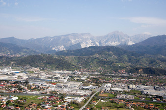 Aerial view of Avenza in the state Tuscany, Italy