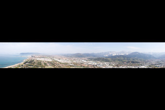 Aerial photograpy of Panorama in Avenza in the state Tuscany, Italy
