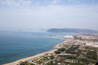 Avenza in the state Tuscany, Italy viewn from the air