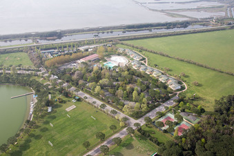 Aerial view of Comacchio, Lido di Volano in Lido di Volano in the state Emilia Romagna, Italy