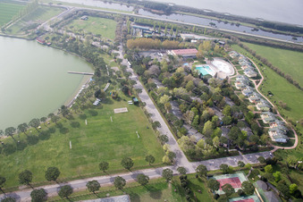 Oblique view of Comacchio, Lido di Volano in Lido di Volano in the state Emilia Romagna, Italy