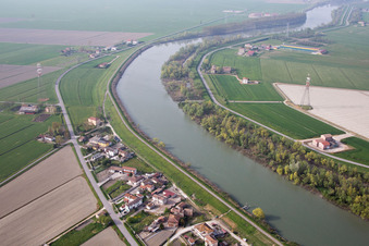 Aerial view of Polesinello in the state Veneto, Italy