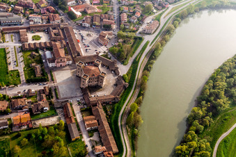 Castle towers at Castle Castle of Robinie Castello di Mesola - Delizia Estense at the Po river in Mesola in Emilia-Romagna, Italy