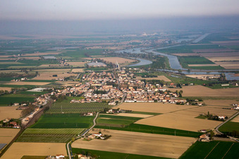 Aerial view of Ostellato in the state Emilia Romagna, Italy
