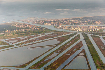 Water surface at the seaside mole Lagune Pialassa Baiona in Marina di Ravenna in Emilia-Romagna, Italy