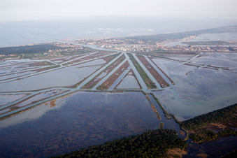 Aerial view of Marina di Ravenna in the state Emilia Romagna, Italy