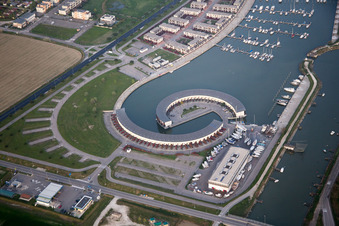 Casalborsetti in the state Emilia Romagna, Italy from above