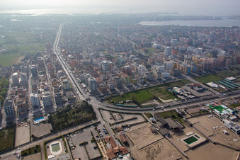 Sottomarina di Chioggia in Chioggia in the state Metropolitanstadt Venedig, Italy from above