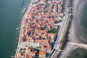 Settlement area in the district Pellestrina in Venedig in Venetien, Italy out of the air