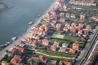 Aerial view of Townscape on the seacoast of Mediterranean Sea in San Vito in Veneto, Italy