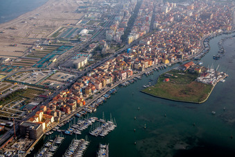 Sottomarina in Faro in the state Veneto, Italy from the drone perspective