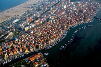 Port facilities on the seashore of the Lagune von Venedig in the district Sottomarina in Chioggia in Veneto, Italy