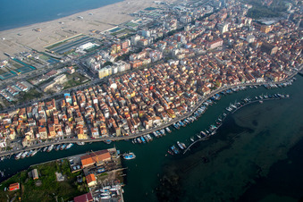 Bird's eye view of Chioggia in the state Metropolitanstadt Venedig, Italy