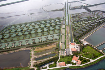 Drone image of Pila in the state Veneto, Italy