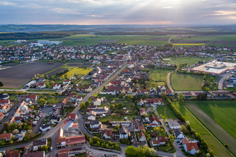 Aerial view of Grettstadt in the state Bavaria, Germany