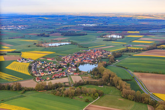 Village lake in the district Mönchstockheim in Sulzheim in the state Bavaria, Germany